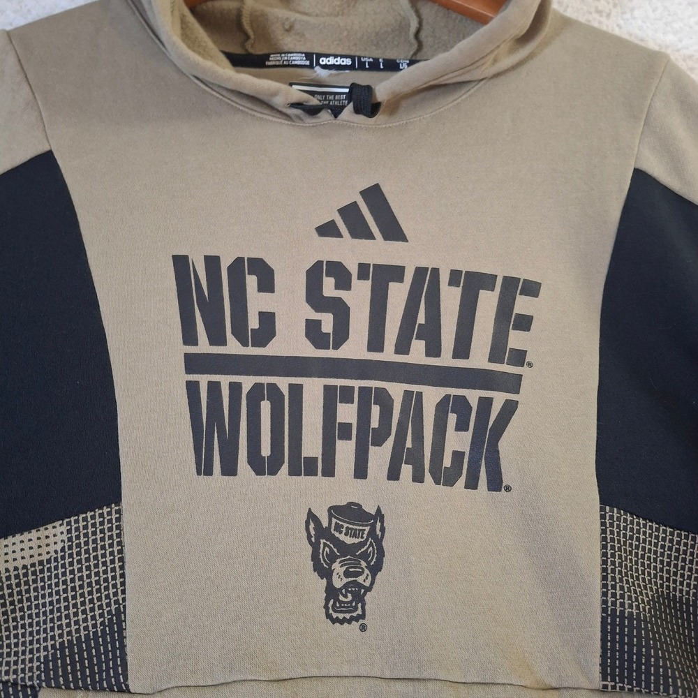 North Carolina NC State Wolfpack Hoodie Mens Large Green Camo Adidas